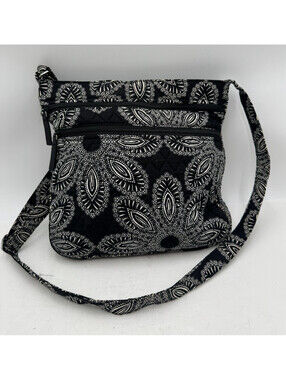 Vera Bradley Women's Handbag Black White Blanco Bouquet Hipster Crossbody Bag